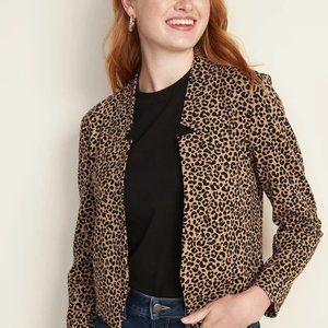Cropped Ponte-Knit Blazer  leopard print